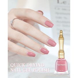 Light Pink Water Based Nail Gel Glue Polish, Fast Drying 15ml Nude Regular Gel Polish, Long-Lasting Air Dry Fast Nail Lacquer Full Coverage High Glossy Shine Nail Art Home Manicure Gift for Ladies-02