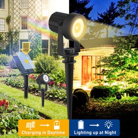 T-SUNUS Solar Landscape Spotlights 2 Pack Warm White, IP65 Waterproof Solar Lights 9.8ft Cable, Outdoor Solar Spot Light 3000K Separated Panel for Yard Garden Driveway Porch Walkway Pool Patio