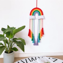 Rainbow Macrame Wall Hanging Boho Wall Decor, Hand-Woven Cotton Macrame Tassel Tapestry Decor for Boho Rainbow, Rainbow Wall, Baby Room, Baby Shower, Nursery, Home Decor
