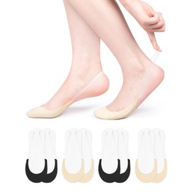 Becellen 4 Pairs of Women's No Show Ballerina Socks Breathable Half Socks for Sling Back Heels, ice silk