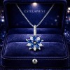 ESTELAPRIVE - Collar Flor Azul Perla Plata 925 Dije Regalo