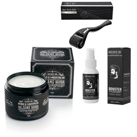 Kit Maximus Inc: 1 Bálsamo, 1 Tónico y 1 Dermaroller – Fórmula con Bergamota y Biotina – Tratamiento para Cuidado y Fortalecimiento de la Barba – Idea