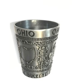 States Souvenir Metal Shot Glass Pewter Design - Texas Nashville Indiana Iowa ST. Louis Chicago Kentucky Ohio Illinois Collectible Metal Shot with Iconic Images (Ohio The Buckeye State)
