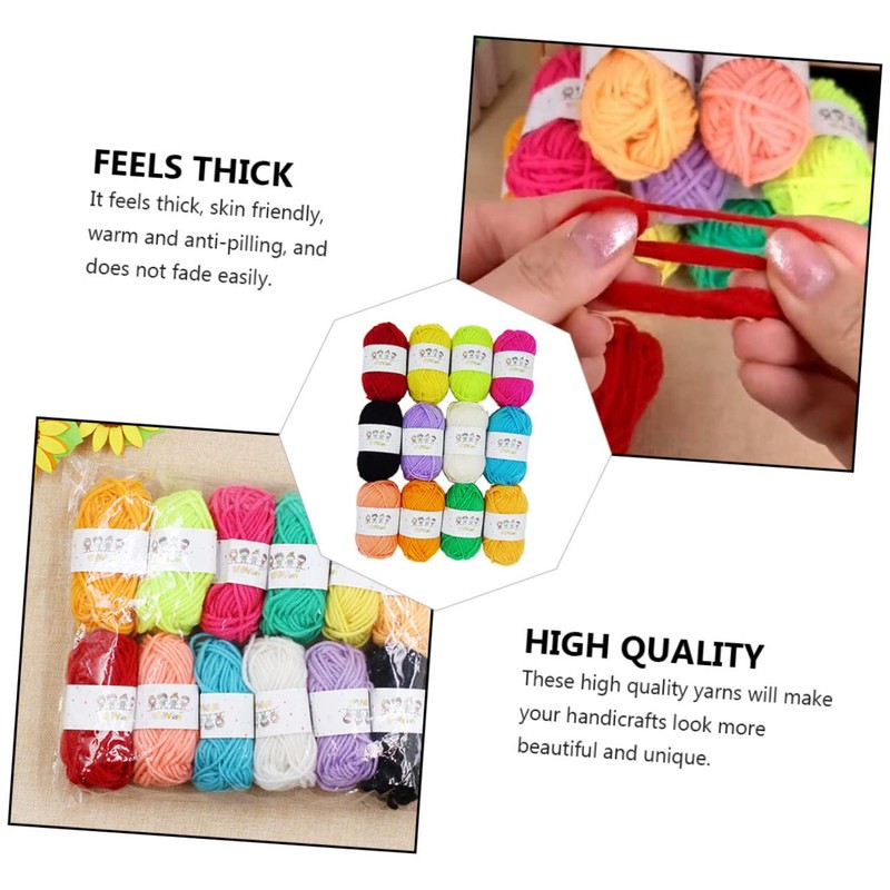 LALAFINA 12pcs Creative Hand Knitted Woolen Yarn for Four Strand