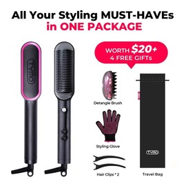 TYMO RING - Hair Straightener Comb, Styling Tool for Frizz-Free Hair, Straightening Brush with Ceramic Coating, Fast Heat-Up, Springtok, Comfort:_Heat Protectant Spray