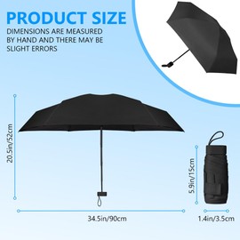 Aolso Travel Umbrella, 6 Ribs Mini Umbrella Small UV Umbrella, Folding Sun Umbrella Windproof Rain Umbrella with Capsule Case, Folding Travel Umbrella Portable Pocket Umbrella for Men Women (Black)