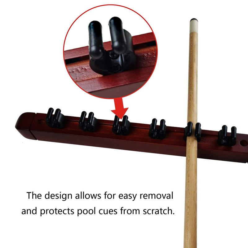 BALIKEN 2-Piece Billiard Pool Wall Mount Holds 6 Cue Sticks