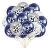 13th Birthday Balloons, Pack of 21 Navy Blue Silver 13th