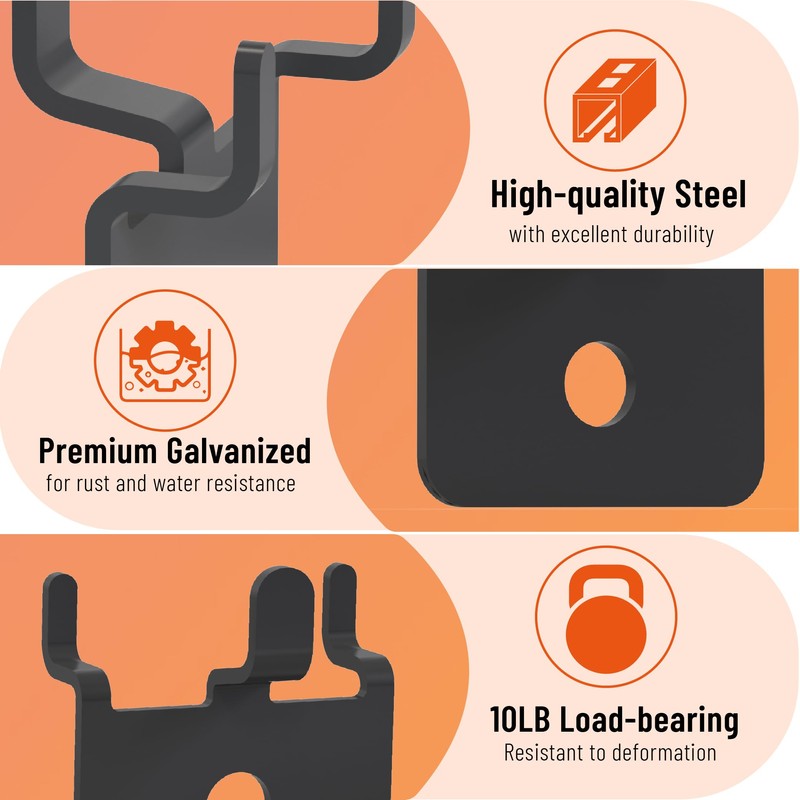 HUHOLE Pegboard Hooks - 20PC - Black Powder Coated -