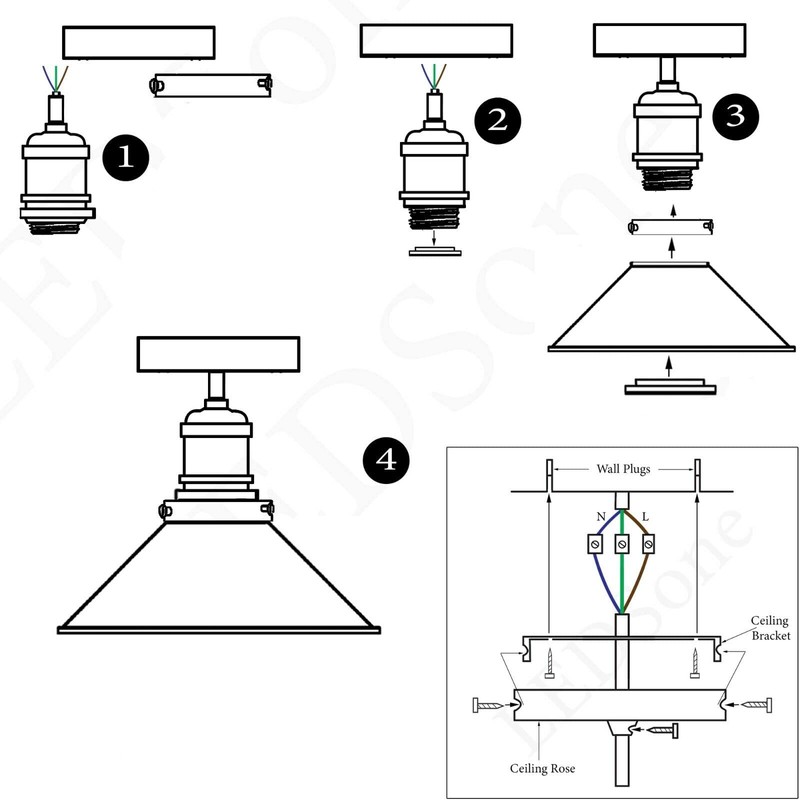 LEDSone Modern Metal Ceiling Light Semi Flush Light Metal Ceiling