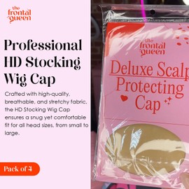 The Frontal Queen Professional HD Stocking Wig Cap, Brown Bald Wig Cap, HD Lace Wig Grip Cap, Mesh Wig Cap for Weaving, Hair Stocking Cap, Secure Fit for Lace Wigs, and Comfortable Wear (2 Pcs)