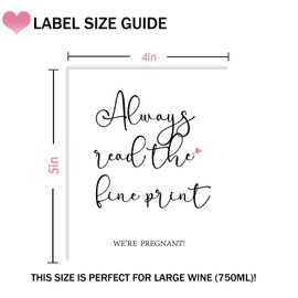 MINUET MINUTE 4 Pcs Pregnancy Reveal Wine Labels, Always Read The Fine Print, Baby Announcement Decorations Supplies