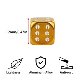 BOROLA New Dice Aluminum Shaved Air Valve Cap Tire Aluminum Anodized Corrosion Prevention for Automobiles, Motorcycles, Set of 5 (Gold)