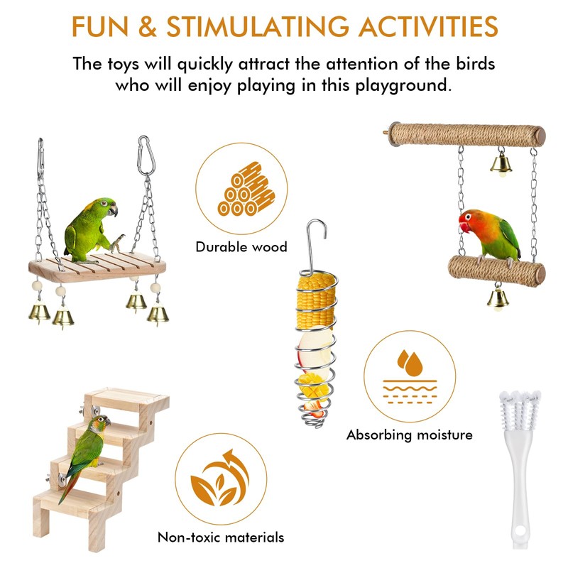 Parrot Swing & Perch Toys for Bird Cages - Hanging