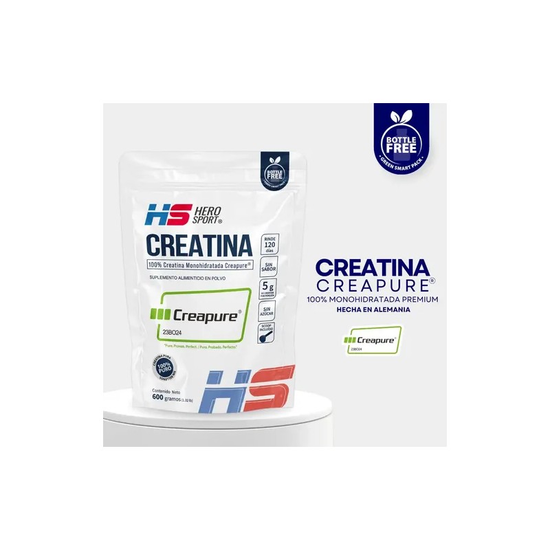 Hero Sport Creatina Monohidratada Creapure 600g 120 Servs Sabor Sin