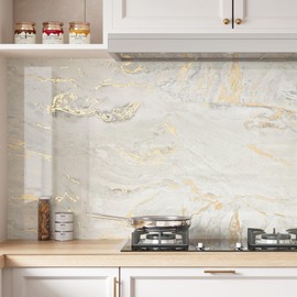 Wallderful Marble Contact Paper Beige Gold Marble Wallpaper Glossy Peel and Stick Countertop Self Adhesive Granite Sticker Countertop Waterproof Wallpapers for Shower Backsplash Desk Vinyl Wrap Locker