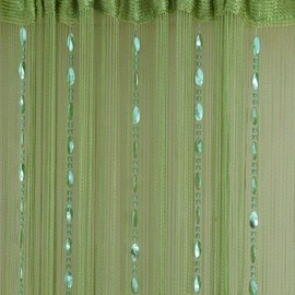 Tangpan 100cmx200cm Deorative Bright Buttons Beaded Door Curtain Room Divider Window Fly Screen Color Green