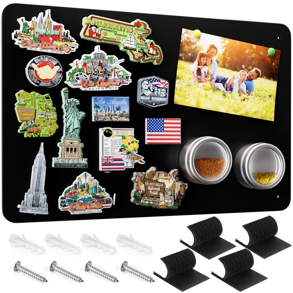 MaxGear Magnetic Board 17.5" x 11.4" Black Metal Magnet Bulletin