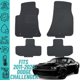 Floor Mats for Dodge Challenger 2011-2023 RWD (Do not Fit AWD Perfectly) Heavy Duty Custom Fit All Weather Liner Front & 2nd Row Full Set Rubber, Black.