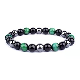 EUMENIDES Tigerauge Armband, Tigerauge und Obsidian Magnetarmband, QUALIT?T DER KLASSE A6/8/10MMSonnenschein, Selbstbewusstsein, Angstl?sen (Grnes Tigerauge-Armband(KLASSE A)8MM,7,48 Zoll)