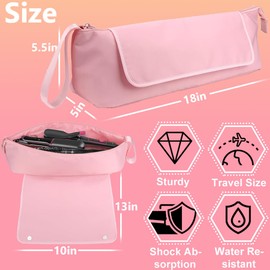Hair Tools - Bolsa de viaje, funda de viaje de hierro plano 2 en 1 con almohadillas resistentes al calor, bolsos de viaje para peluquería resistente al calor para rizadores (Rosa)