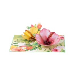 TRUANCE Pop Up Greeting Card Two Hibiscus Flower- 3D Cards for Birthday, Anniversary, Mothers Day, Thank You Cards, Card for Mom, Congratulation Card, Love Card, All Occasion