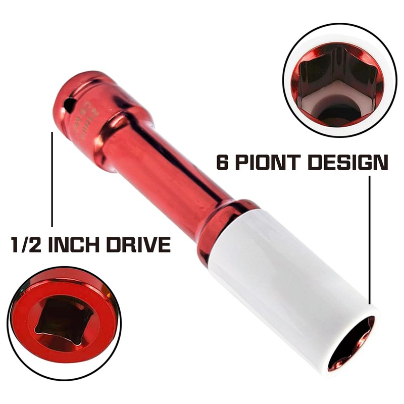 Greywolf 3 pcs Long Wheel Nut Socket Set，1/2 Inch Drive