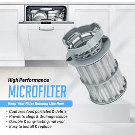 New Upgraded 00645038 645038 Micro Filter Dishwasher Drain Filter Compatible with Bosch Thermador Kenmore Dishwasher filter, Part Replaces AP4339631, 00651097, 1560725, 651097, AH3479708, EA3479708