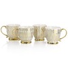Gold 4 Piece 16.7oz Electroplated Fine Ceramic Mug Set Stripe