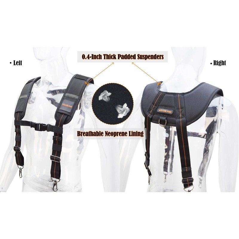 WELKINLAND 39Pockets Tool Belts for Men with Suspenders, 4" Padded