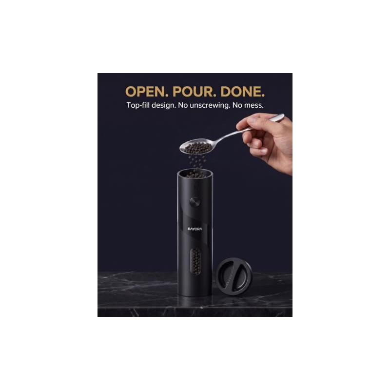Rechargeable Electric Salt & Pepper Grinder Set with Charging Base