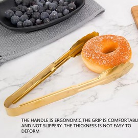 2-Pack 9 Inch Gold Serving Tongs Barbecue Food Tongs Buffet Tongs Non-slip & Easy Grip Stainless Steel Gold Kitchen Cooking Tongs, Salad, Bread, Ice, Frying,Grilling,Pastry,Oven