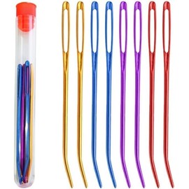 9Pcs Aluminum Tapestry Needle, Large Eyes Blunt Yarn Needles Jumbo Bent Darning Needles Weaving Needles Bent in Box for Knitting Crochet