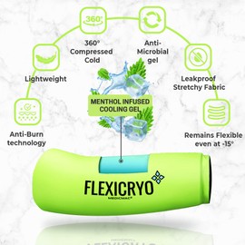 MEDICMAC® FlexiCryo™ 360° Cold Therapy Compression Sleeve for Arthritis, Injuries & Sports Recovery - Reusable, Comfortable and Ultra Flexible Ice Wrap for Knees, Elbows, Shins, Ankles, Calf Pain (XL)