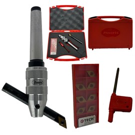 Assorts New Develop Fly Cutter with MT2 Shank & Indexable Boring Bar – Includes 10 PCS DCMT 11T304 Inserts, T-15 Key & Plastic Case | Perfect for Facing & Boring | Watch Working Video for Details