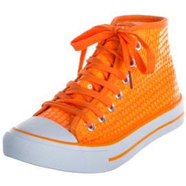 Brandsseller Women's Glitter Trainers Sequins Ankle High Lace-up Shoes (V.i.p. Us Kölle) - orange, size: 39 eu