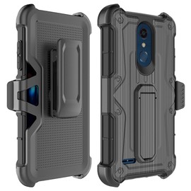 ZASE Case for LG STYLO 4, LG Q Stylus, LG STYLO 4 Plus Belt Clip Case Holster Combo [Heavy Duty] Rugged Shockproof Armor Defender Full Body Protective Dual Layer Cover w/Kickstand (Black)