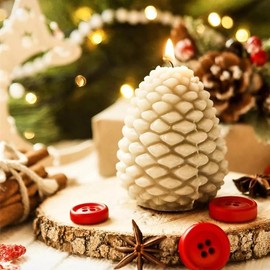 Christmas Pinecone Silicone Candle Molds 3D Pine Cone Candle Molds Silicone Resin Candle Mold Soap Mold Xmas Theme Resin Concrete Mould for Christmas Party DIY Table Home Decor Supplies (1 Pc)
