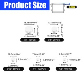 280Pcs White Plastic Hole Plugs, White Hole Plugs Hardware Plugs for Round Holes, Knockout Plugs Screw Hole Plugs for Reserved Holes in Kitchen Cabinet 1/5" 1/4" 5/16" 3/8" 1/2"