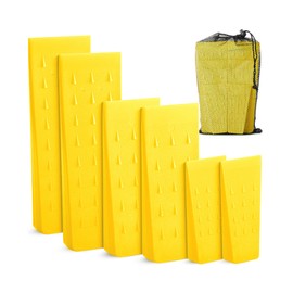 UNCO- Tree Felling Wedges with Spikes, 6 pcs, 5.5", 8" & 10", Yellow Wedges with Storage Bag, Splitting Wedge, Plastic Wedges for Tree Cutting, Logging Tools and Equipment, Chainsaw Wedges for Trees