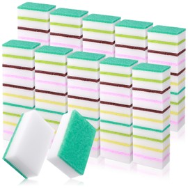 SiliFine 100 Pcs Dish Sponges Bulk for Cleaning Multicolor Non Scratch Scrub Dual Sided Heavy Duty Kitchen Sponges for Dishes, Cleaning Household, Bathroom, Car Wash