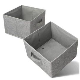 Aufbewahrungsbox 2er Set Grau - LCS Store, Organizer für Kleiderschrank, Büro, Kinderzimmer, Storage box faltbar (27 x 28 x 20cm), Stoffkiste für Kleidung, Spielzeug, Accessoires
