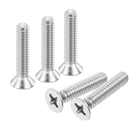 sourcing map 12 pcs 1/4 inches-20x1-1/4 inches Machine Screw Phillips Pan Cross Head Screw Fasteners Bolts 304 Stainless Steel Silver for Wall Socket,House Repairs