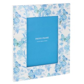 Shudehill Giftware Blue & White 6X4 Photoframe - Floral, Trellis, Tile & More Designs (Floral Butterfly)