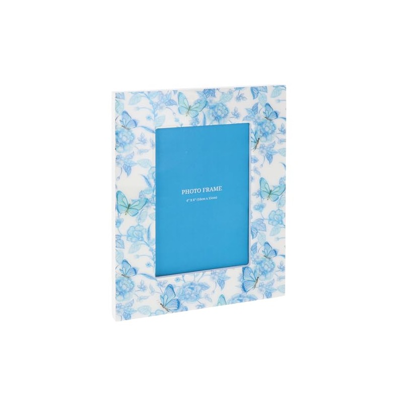 Shudehill Giftware Blue & White 6X4 Photoframe - Floral, Trellis,