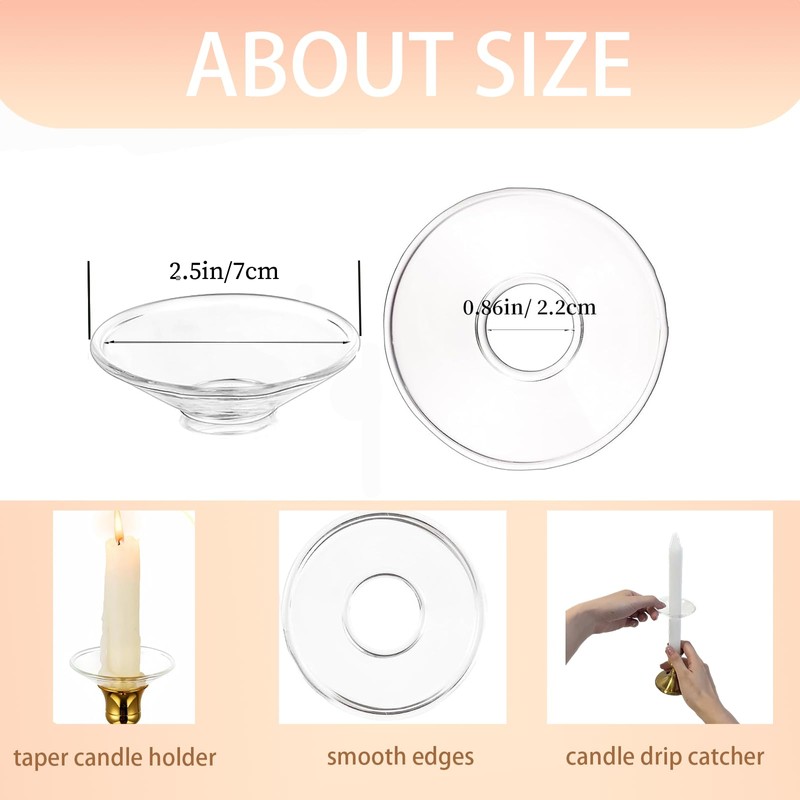 Glass Bobeches for Candlestick Holders 3pcs Candle Drip Protectors Clear
