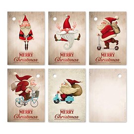 Edition Colibri 25 Christmas Gift Tags 52 x 74 mm, 5 Funny Father Christmas Motifs, 5 pieces each, Gift Cards, Hanging Labels (Set of 3)