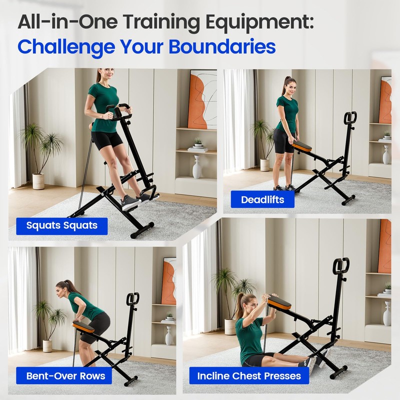 Canisflax Deep Squat Machine Trainer, Rowing Machine for Home, Easy