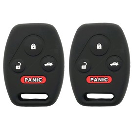 vurbemes Silicone Protector Key Fob Cover Case fit for Honda Accord Civic Crosstour CR-V Element Pilot Keyless Entry Remote Key Fob 4 Buttons (Black+Black)