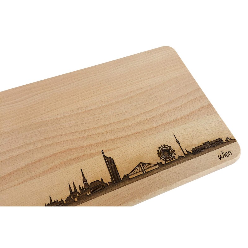 Brotzeitbrett Wien Skyline | Beech Breakfast Board | Wooden Chopping